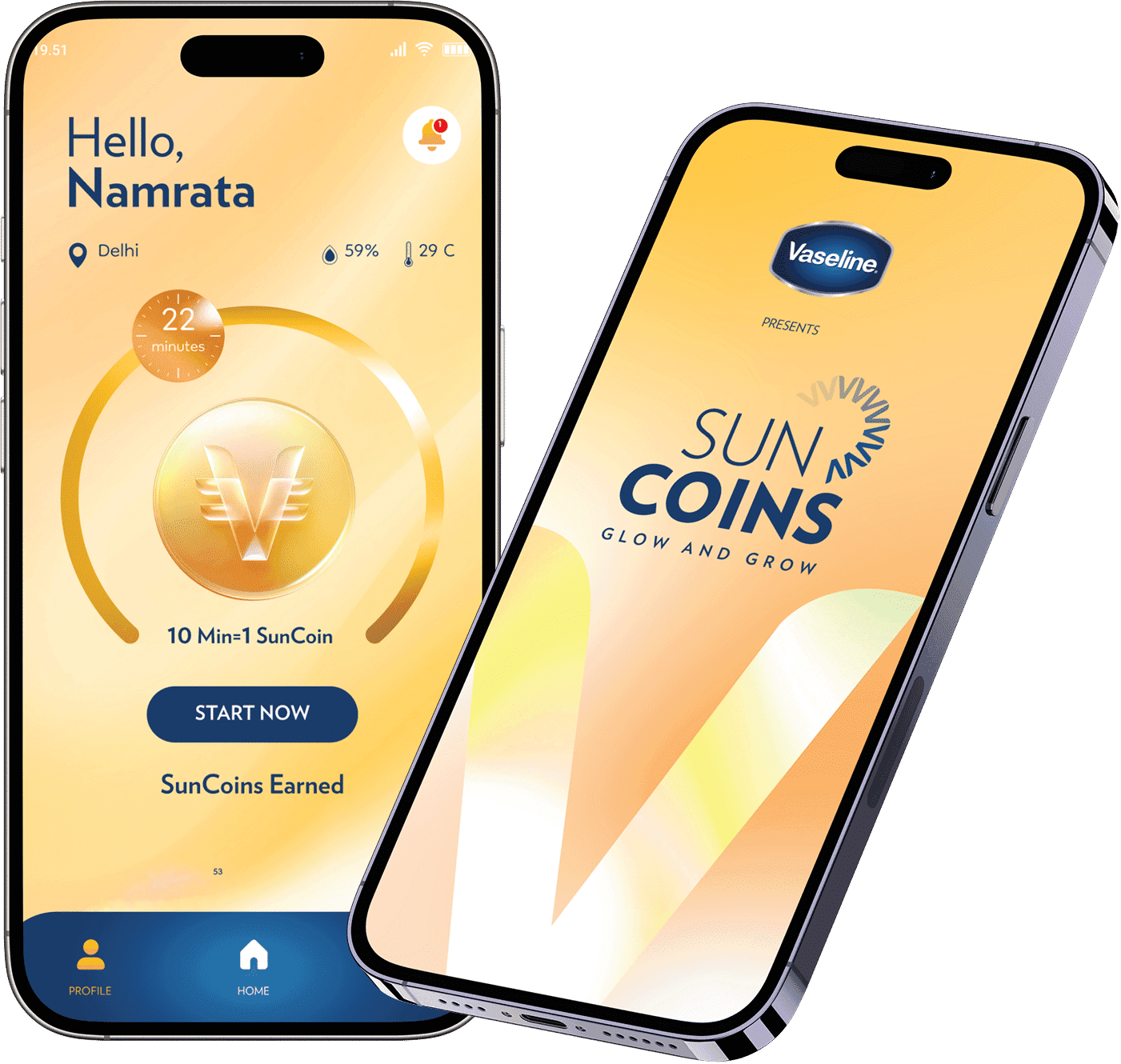 Vaseline Sun Coins App Mockup
