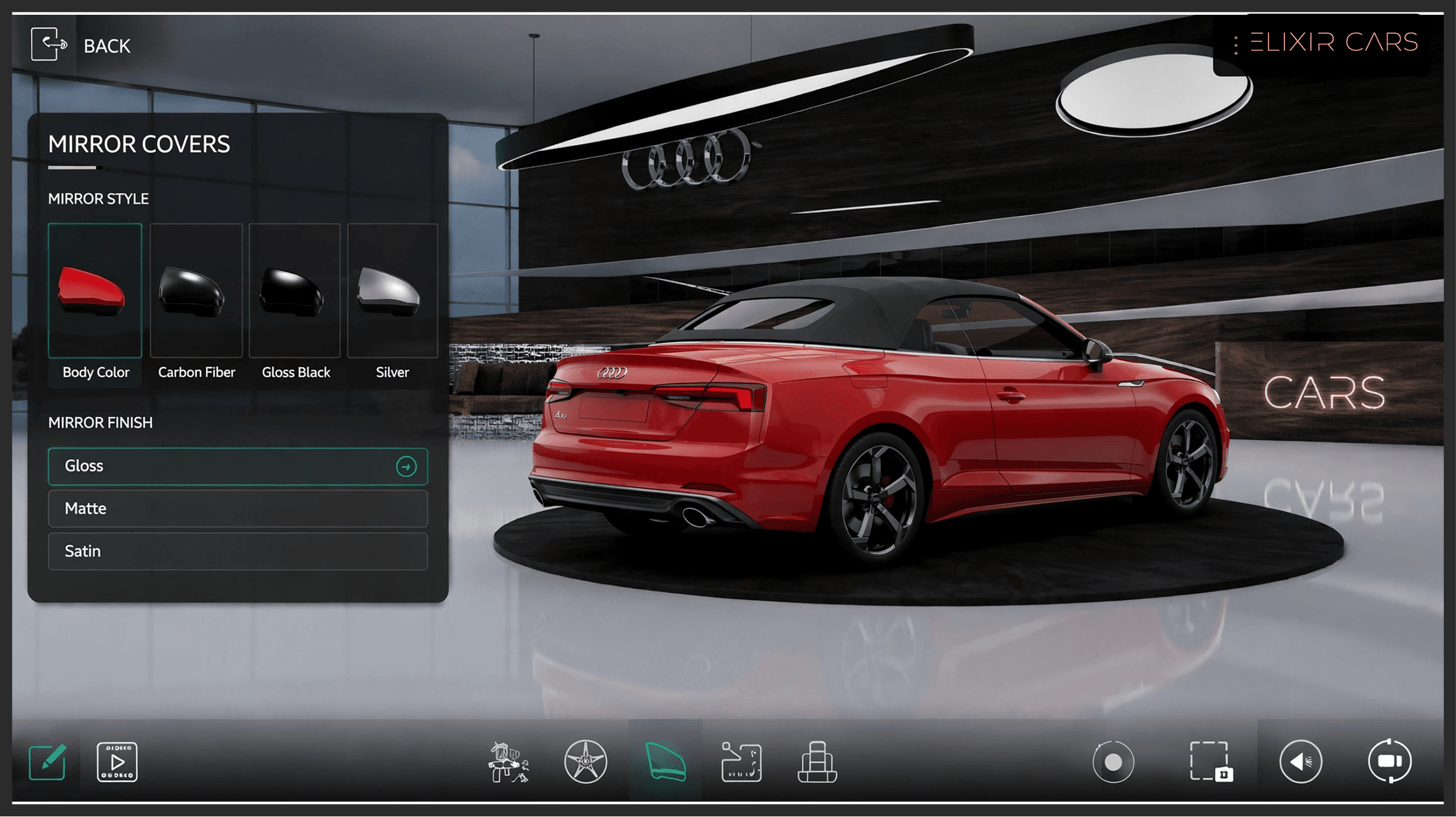 Mirror Covers and Exterior Details Menu