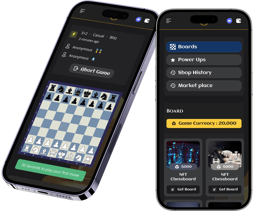 Royal Chess Club mobile platform mockup
