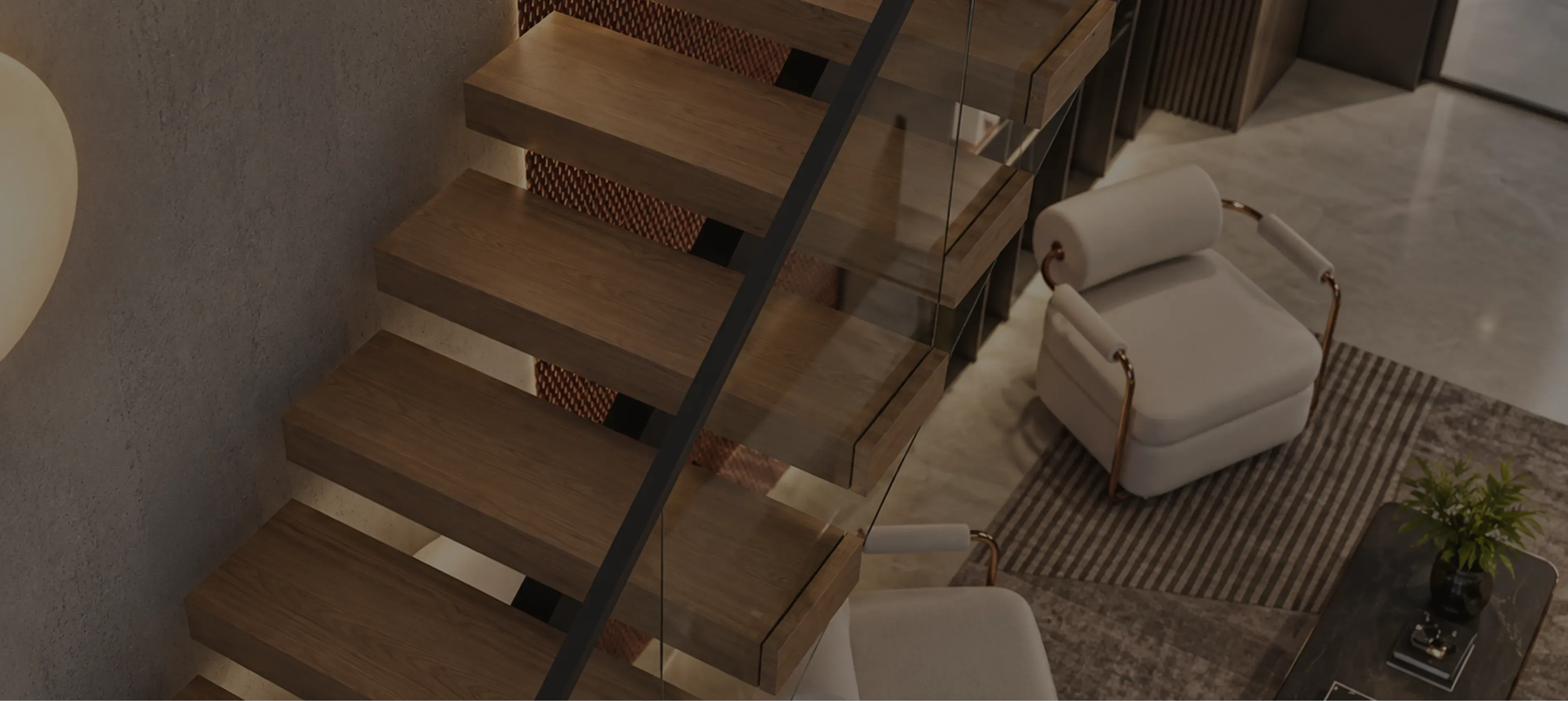 Luxury staircase interior detail material study